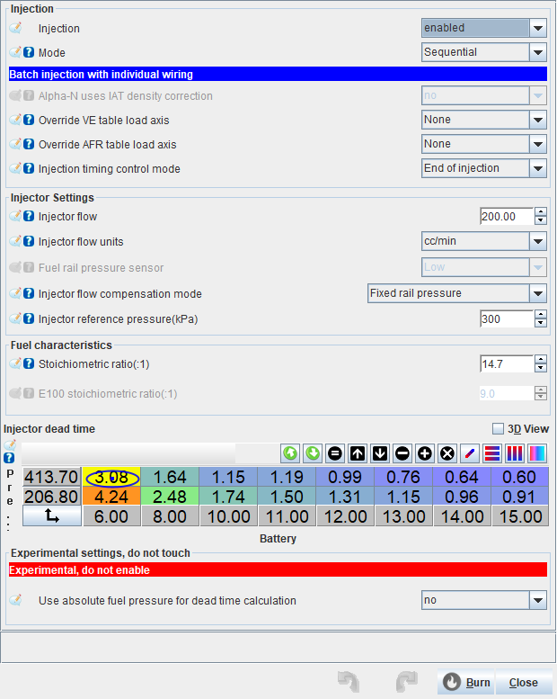 Injection configuration