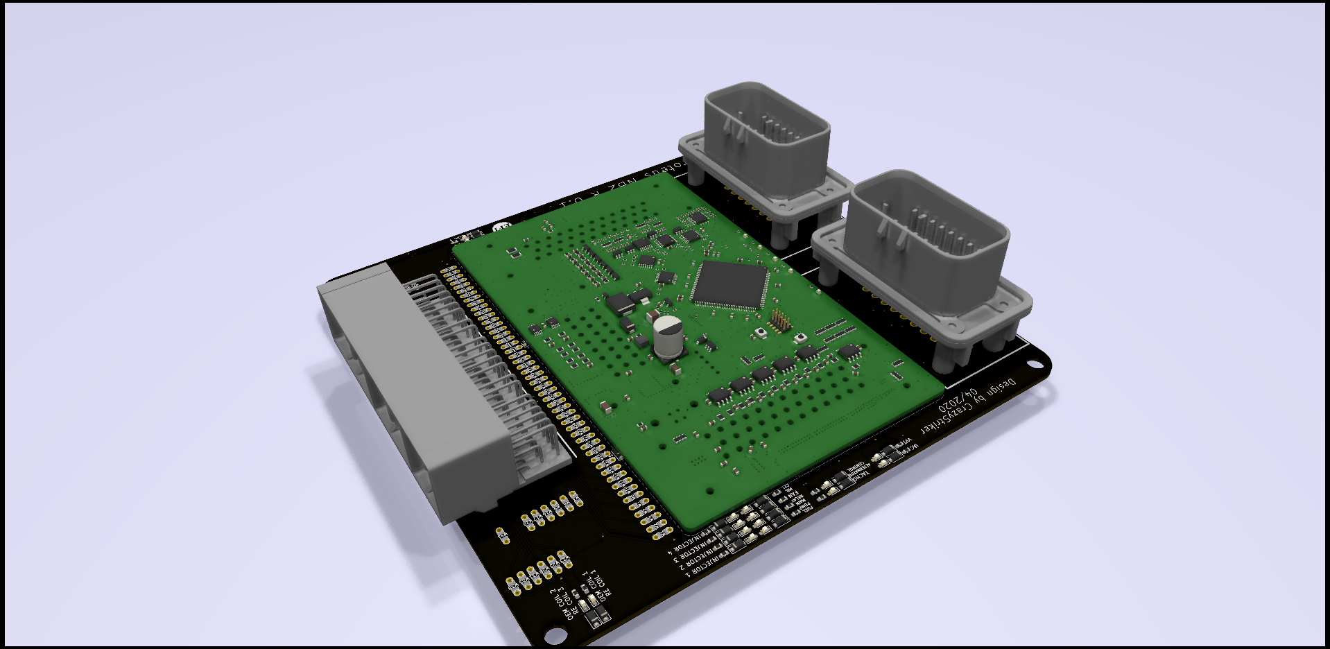 Isometric view of adapter boaard together with proteus